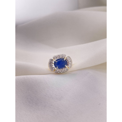 Anel com Safira e Diamantes