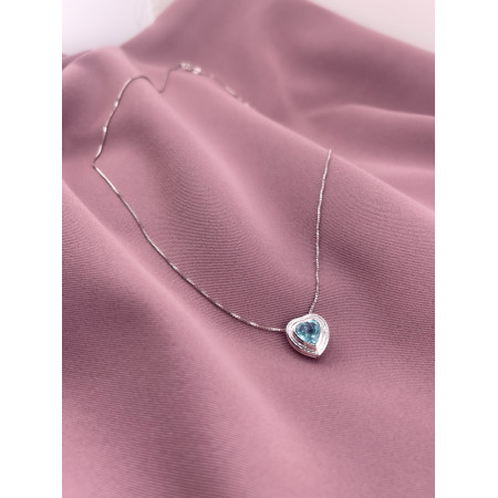 Colar Coração com Água Marinha