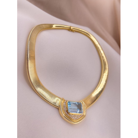 Colar Topázio Azul e Diamantes