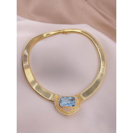 Colar Topázio Azul e Diamantes