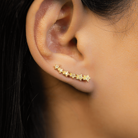 Brincos Ear Cuff com  Diamantes