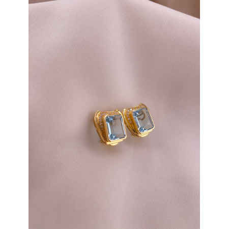 Brincos Topázio Azul e Diamantes