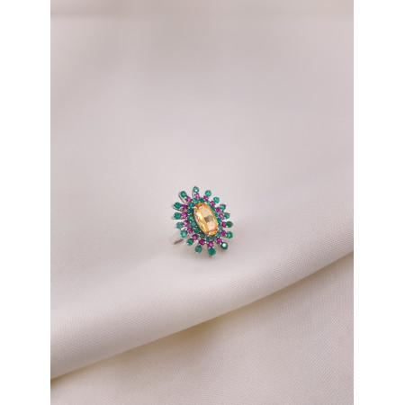 Anel de Esmeraldas e Rubis