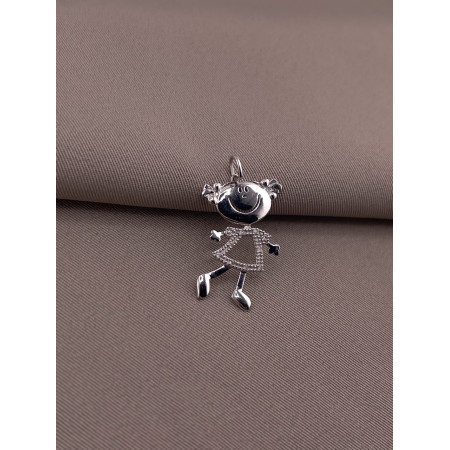 Pingente Menina Ouro Branco