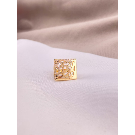 Anel Quadrado Vazado com Diamantes