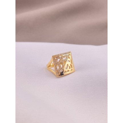 Anel Quadrado Vazado com Diamantes