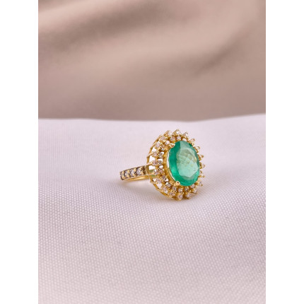Anel Esmeralda e Diamantes