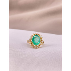 Anel Esmeralda e Diamantes