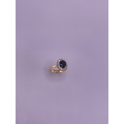 Anel Safira com Diamantes