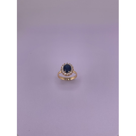 Anel Safira com Diamantes