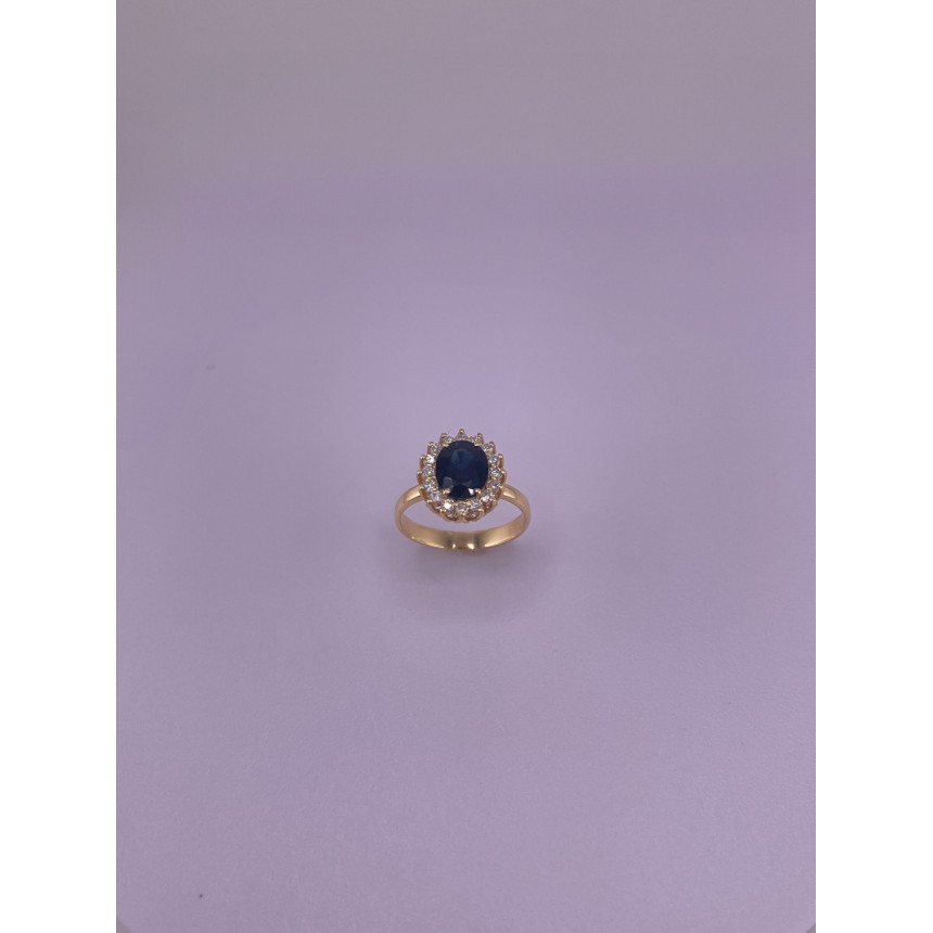 Anel Safira com Diamantes