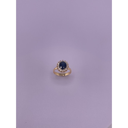 Anel Safira com Diamantes