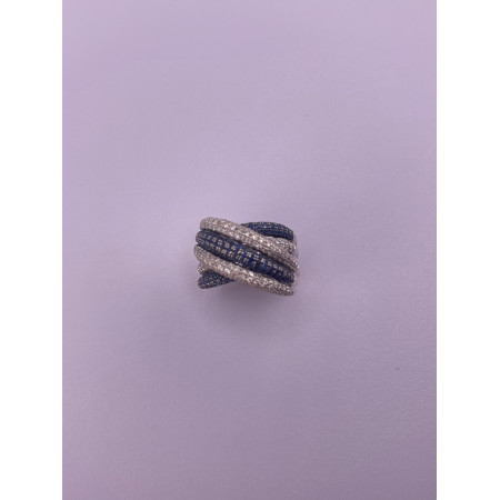 Anel Orbital de Safiras de Diamantes