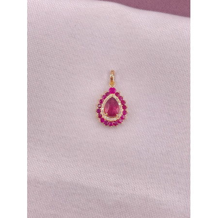 Pingente Gota, com Rubis e Rubilita