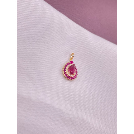Pingente Gota, com Rubis e Rubilita