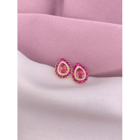 Brincos Gota, com Rubis e Rubilita