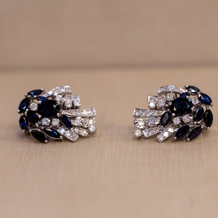 Brincos Com Safira E Diamantes