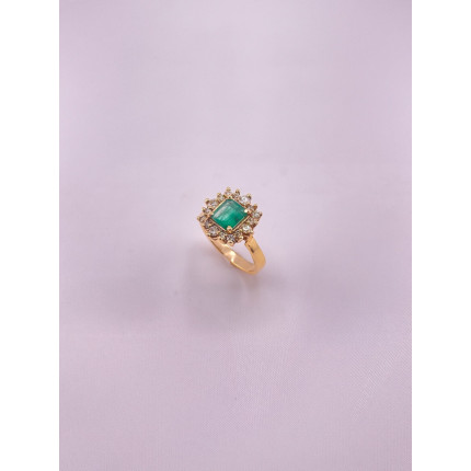 Anel Esmeralda e Diamantes