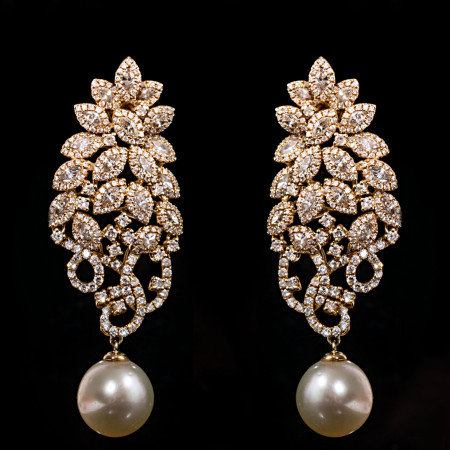 Brincos Pérola com Diamantes