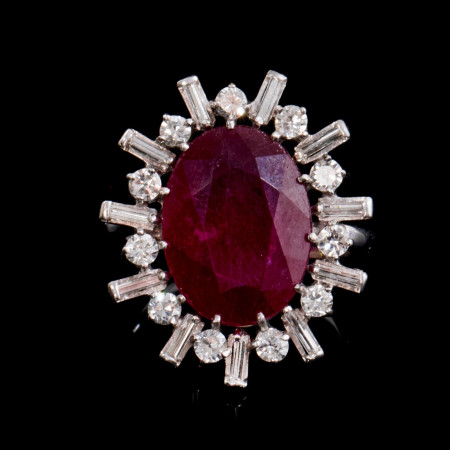 Anel Rubi e Diamantes