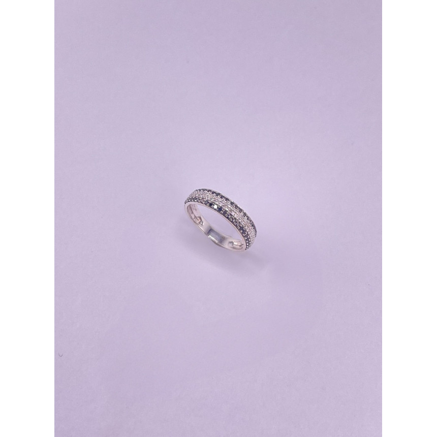 Anel Diamantes Negros e Brancos