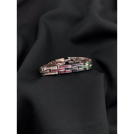 Pulseira Pedras Preciosas, Rubis, Esmeraldas, Safiras e Diamantes