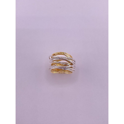 Anel Aros Dois Tons, 16 pontos de Diamantes