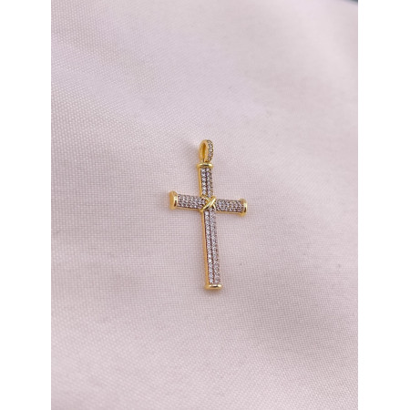 Pingente Cruz Safiras Brancas