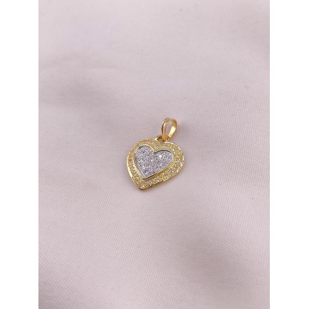 Pingente Coração Safiras Brancas