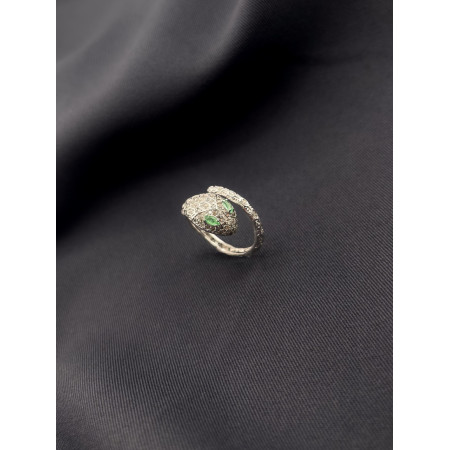 Anel Serpente de Diamantes com Esmeraldas