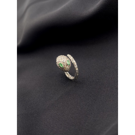 Anel Serpente de Diamantes com Esmeraldas