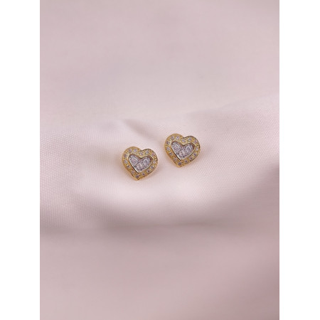 Brincos Coração Safiras Brancas