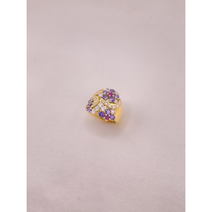 Anel Flores Ametista e Diamantes