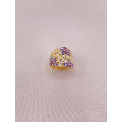 Anel Flores Ametista e Diamantes