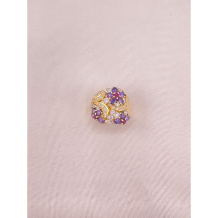 Anel Flores Ametista e Diamantes