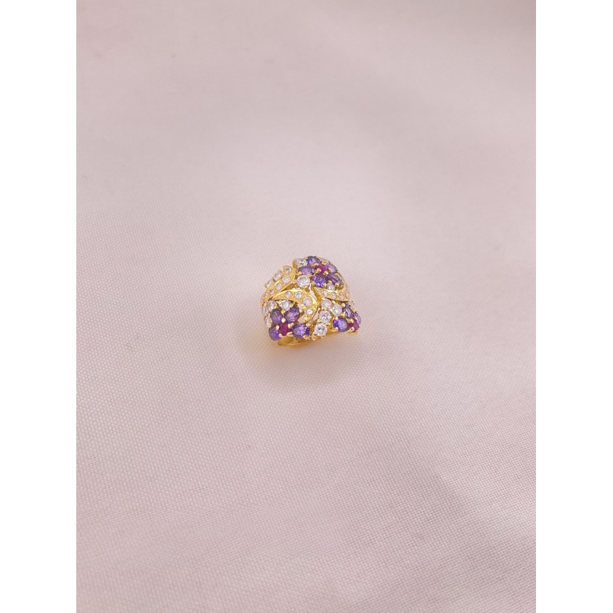 Anel Flores Ametista e Diamantes