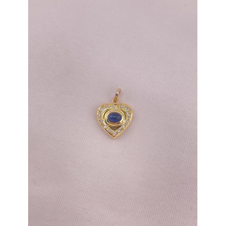 Pingente Coração com Safira