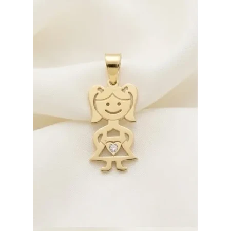 Pingente Menina 1 Ponto de Diamante