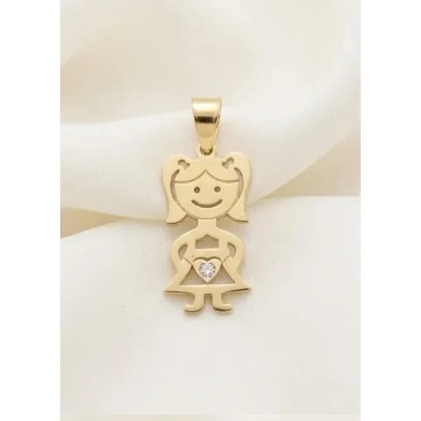 Pingente Menina 1 Ponto de Diamante