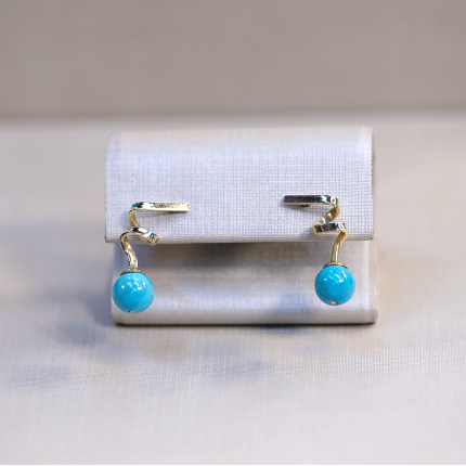 Brincos com Turquesa Azul