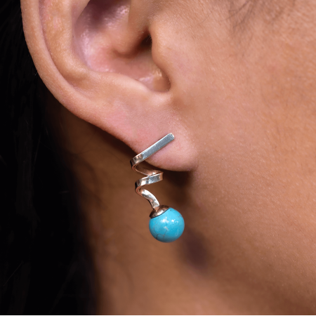 Brincos com Turquesa Azul