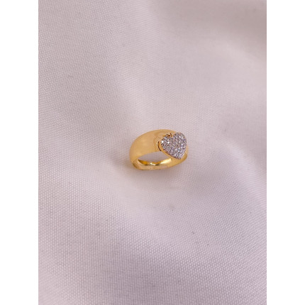 Anel com Berloque Coração de Diamantes