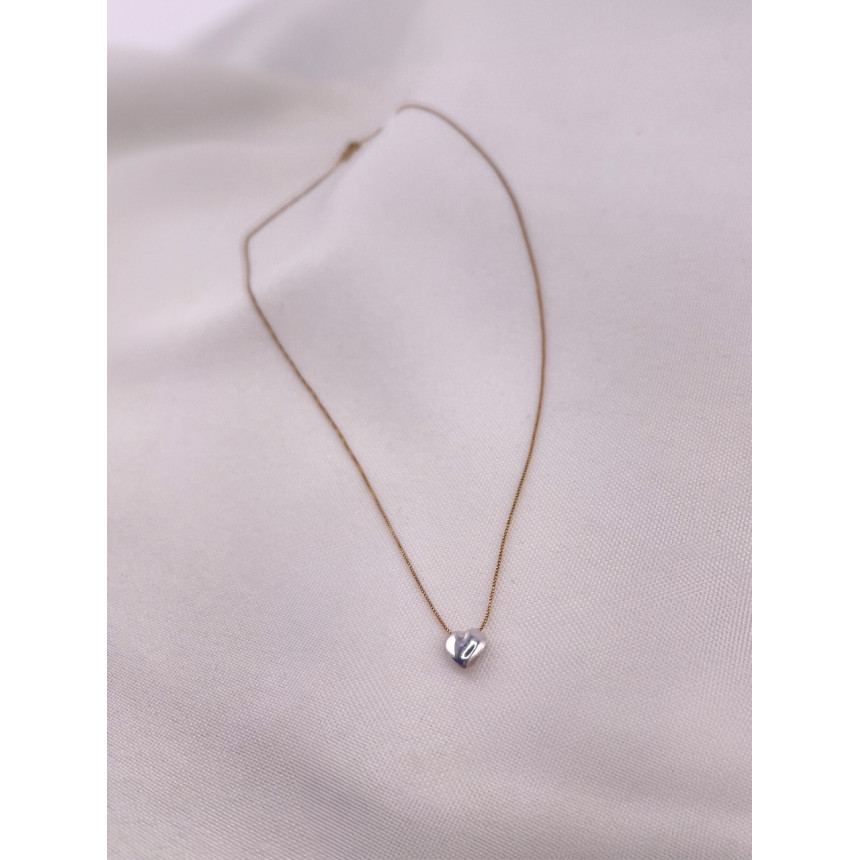 Colar com Coração Ouro Branco