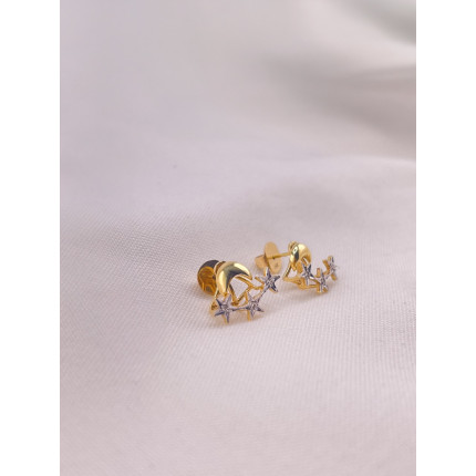 Brincos Lua e Estrelas de Diamantes 2 em 1