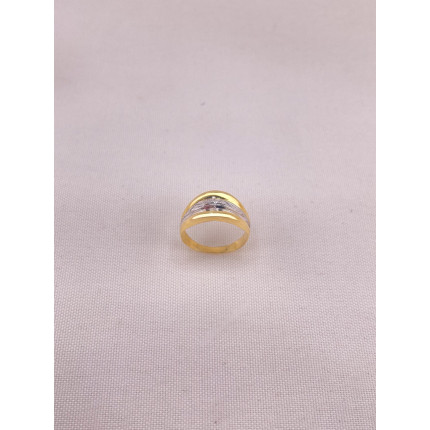 Anel Canelado com Ouro Branco