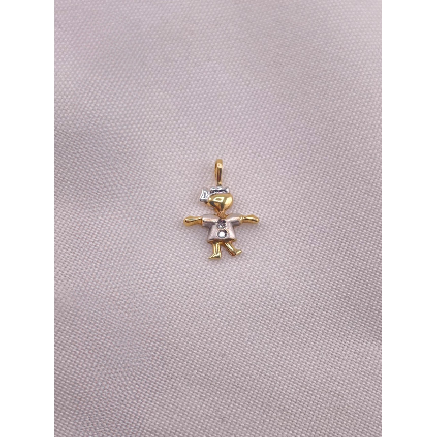 Pingente Menina Dois Tons com Diamantes
