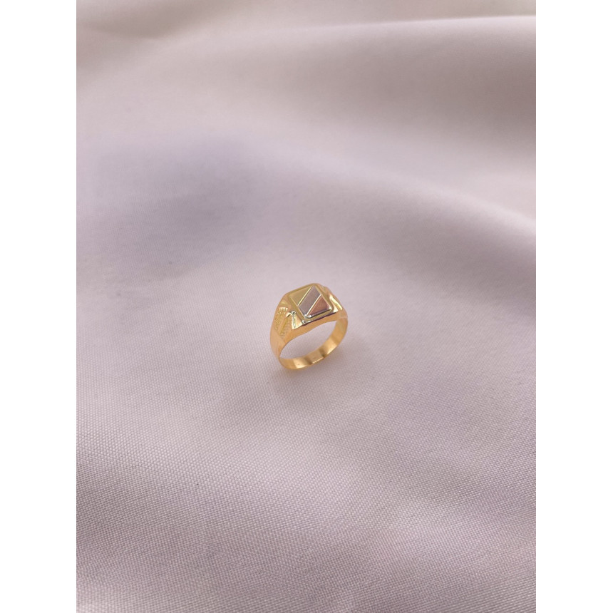 Anel Quadrado Três Tons