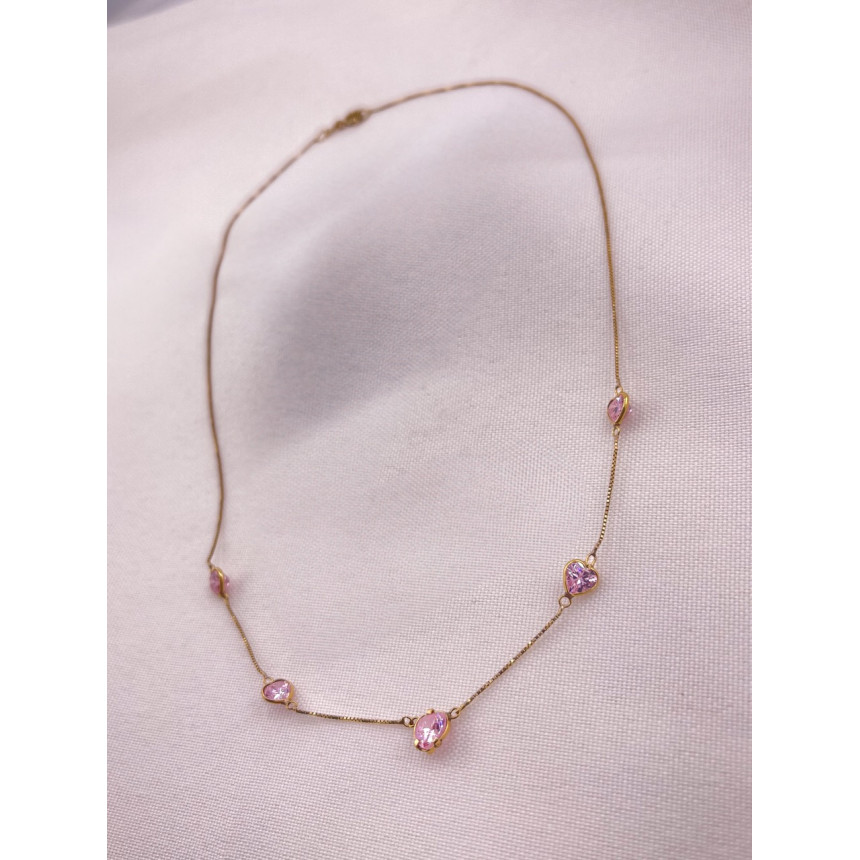 Colar Corações Cristais