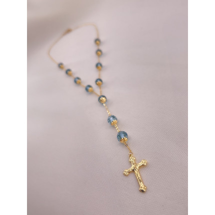 Colar Terço com Topázio Azul