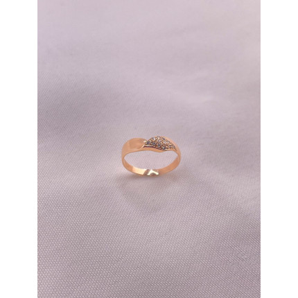 Anel Curvo com Diamantes em Ouro Rosê